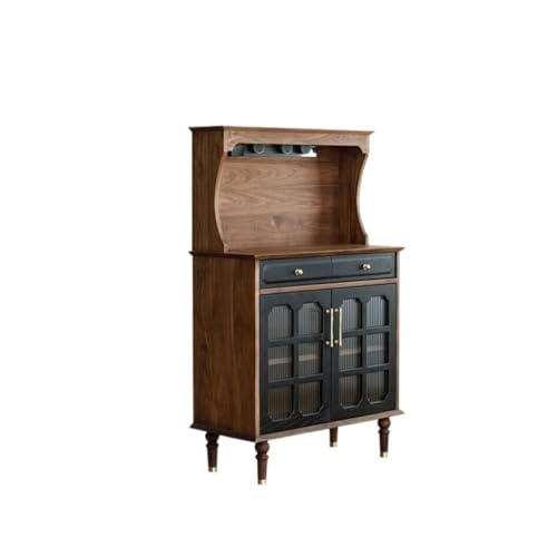 KOHUS Sideboard mit Retro-Schrank aus schwarzem Walnuss, dekorativer Aufbewahrungsschrank für Zuhause, Küche, Café, Bar, geeignet für Cafés, Arbeitszimmer usw. Buffetmöbel von KOHUS