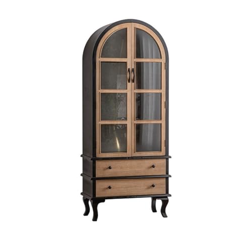 KOHUS Sideboard mit Retro-Wandmontage, gewölbte Glastür, Esszimmer-Sideboard, Zuhause, einfacher Doppeltür-Aufbewahrungsschrank, Sammelschrank, Buffetschrank (B) von KOHUS