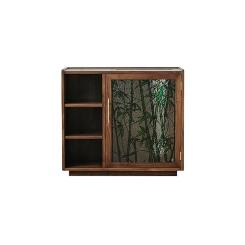 KOHUS Sideboard mit schwarzem Walnussholz, Sideboard, bewegliches Sideboard, Bauernhaus, Kaffeebarschrank, dekorativer Aufbewahrungsschrank, Buffetschrank von KOHUS