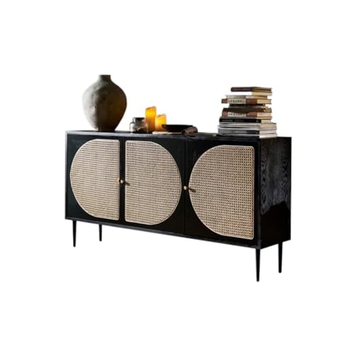 Kommode Mit Chinesischen Rattan Kommode Moderner Aufbewahrungsschrank Massivholz Kaffeebar Schrank Geeignet für Zuhause, Eingang, Café Buffetschrank(A) von KOHUS
