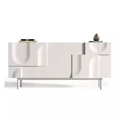 Kommode Mit Französisch Eingangsschrank Cremefarben Kommode Massivholz Esszimmerschrank Moderne einfache leichte Luxus Eingang Schuhschrank Geschnitzte Aufbewahrungsschrank Buffetschrank(Vier durch von KOHUS