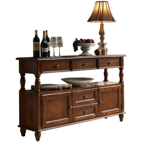 Kommode Mit Küchenschrank Massivholz Kaffeeschrank Retro Eingang Dekorativer Schrank Wohnzimmer Weinschrank Buffetschrank(M:140x38x85cm) von KOHUS