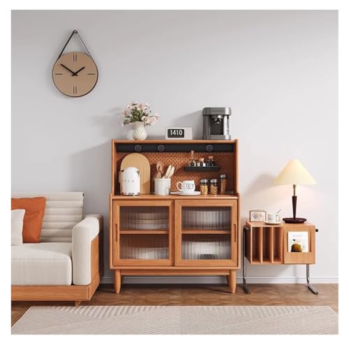 Kommode Mit Massivholz Kommode Nordische Bank Kommode Esstisch Schrank Lochbrett Powerschiene gegen die Wand Ein Teeschrank Büffetschrank(Cherry 80cm(Lochplatte+Elektrische Schiene)) von KOHUS