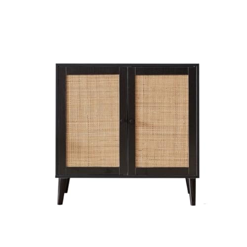 Kommode Mit Rattan Kommode Moderner einfacher Eingangsschrank Selbstbedienungsschrank mit Stauraum Geeignet für Cafés, Küchen und Schlafzimmer Büffetschrank(A) von KOHUS