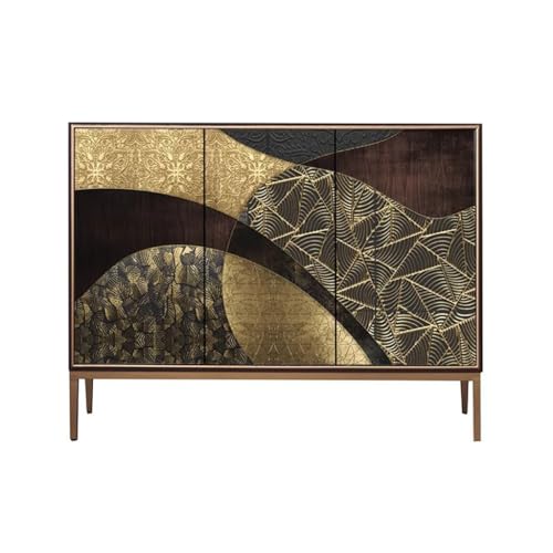 Kommode mit Licht Luxus Stil Esszimmer Kommode Massivholz Eingang Schuhschrank Wohnzimmer an der Wand dekorative Schrank Büro Aufbewahrungsschrank Büffetschrank(150 * 40 * 90cm Vier Tür Kabinet) von KOHUS
