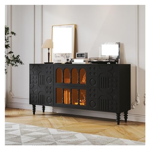 Kommode mit Massivholz Kommode Küchenbuffet Aufbewahrungsschrank Wohnzimmer Dekoschrank geeignet für Zuhause und Studierzimmer Büffetschrank(B) von KOHUS