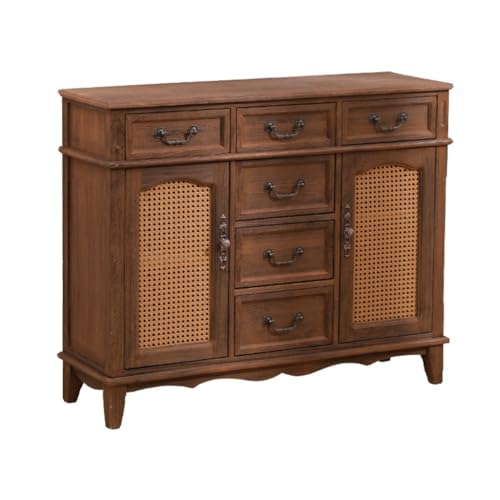 Kommode mit einfacher Massivholzkommode, Hauseingang, Vitrine, Wohnzimmer, dekorativer Schrank, geeignet für Restaurants, Küchen, etc. Buffetschrank(A) von KOHUS