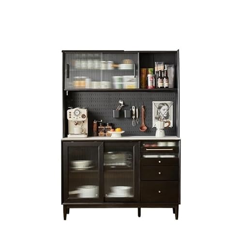 Sideboard Kommode Massivholz, einfacher Eiche Weinschrank, Mehrzweckschrank aus perforiertem Karton, Teeschrank aus Felsschild Büffetschrank (B) von KOHUS