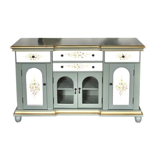 Sideboard mit Regal Holz Ländliche Kommode Stauraum Kunst Weinschrank Stauraum Teeschrank Wandmontage Esszimmer Konsole Tisch Buffetschrank von KOHUS