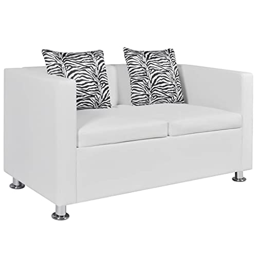 KOIECETA 2-Sitzer Sofa Couch Loungesofa Relaxsofa Relaxcouch Kunstleder Weiß von KOIECETA