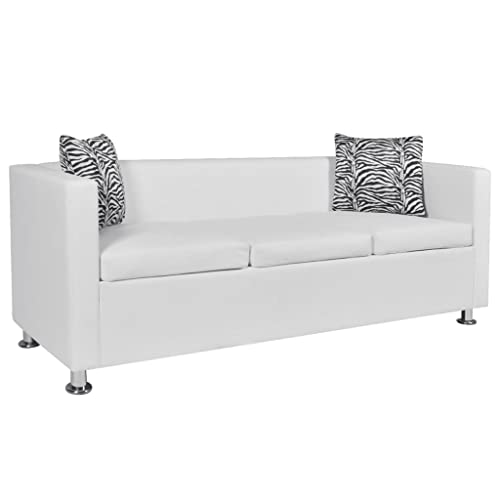 KOIECETA 3-Sitzer Sofa Couch Loungesofa Relaxsofa Relaxcouch Kunstleder Weiß von KOIECETA