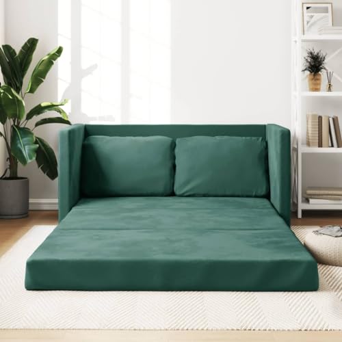 KOIECETA Bodensofa Klappbar Bodenbett Sofa mit Schlaffunktion Schlafsofa Schlafsessel mit Metallgestell Klappsofa Sofabett für Wohnzimmer Schlafzimmer Stoff (Dunkelgrün) von KOIECETA