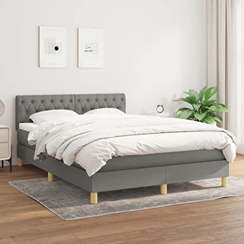 KOIECETA Boxspringbett mit Matratze Dunkelgrau 140x200 cm Stoff von KOIECETA