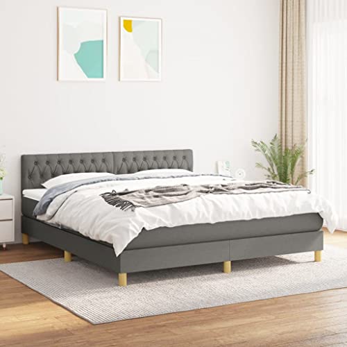 KOIECETA Boxspringbett mit Matratze Dunkelgrau 180x200 cm Stoff von KOIECETA