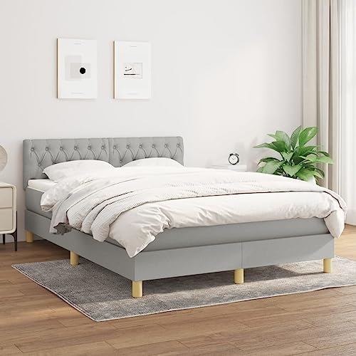 KOIECETA Boxspringbett mit Matratze Hellgrau 140x190 cm Stoff von KOIECETA