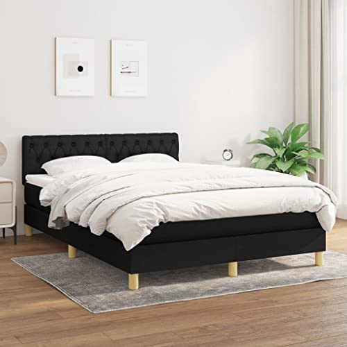 KOIECETA Boxspringbett mit Matratze Schwarz 140x190 cm Stoff von KOIECETA