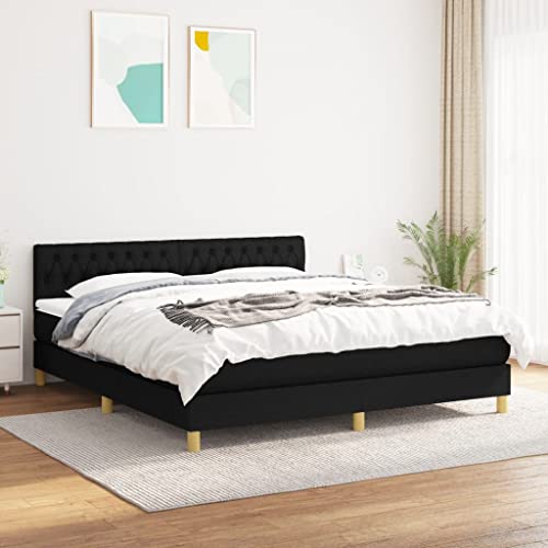 KOIECETA Boxspringbett mit Matratze Schwarz 180x200 cm Stoff von KOIECETA