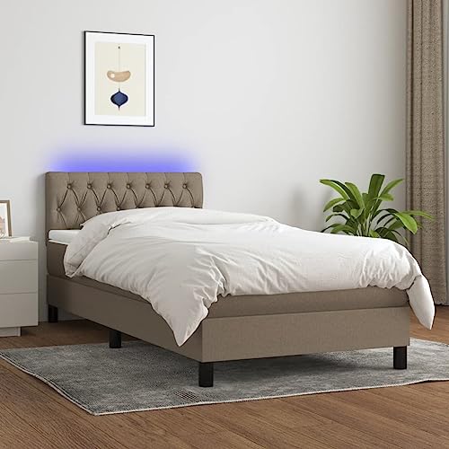 KOIECETA Boxspringbett mit Matratze & LED Taupe 100x200 cm Stoff von KOIECETA