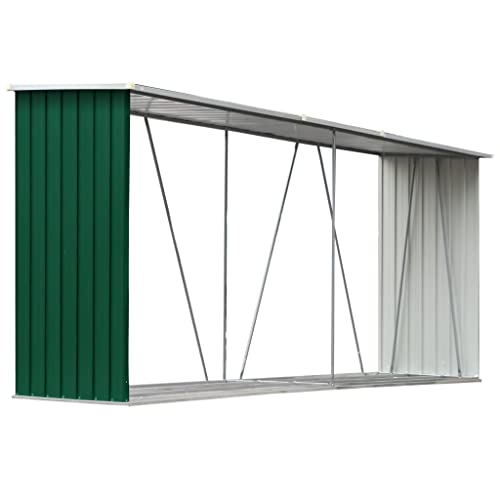KOIECETA Brennholzlager Kaminholzunterstand Brennholzregal Brennholzunterstand Kaminholzständer Holzlager Verzinkter Grün Stahl 330x84x152cm von KOIECETA