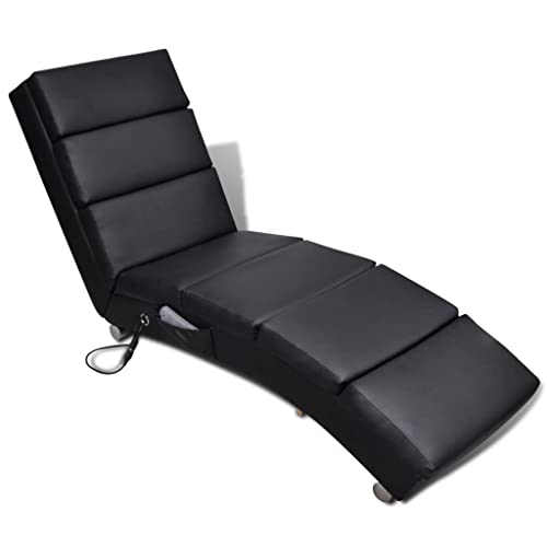 KOIECETA Chaiselongue mit 5 Massagemodi Heizfunktion Massage Liegesessel Relaxliege Liegestuhl Massagesessel Relaxsessel Loungesessel Kunstleder (Schwarz) von KOIECETA