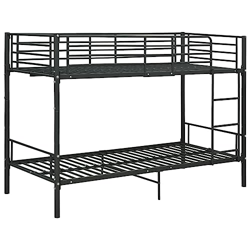 KOIECETA Etagenbett Kinderbett Hochbett Metallbett Bett Stockbett Bettgestell Doppelstockbett Schlafzimmer Kinderzimmer Metall 90x200cm (Schwarz) von KOIECETA