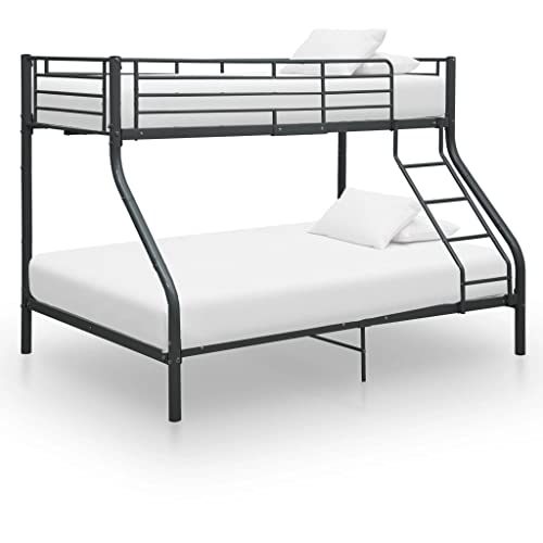 KOIECETA Etagenbett Stockbett Bettgestell Metallbett Bett Hochbett Doppelstockbett Schlafzimmerbett 200x140/200x90 cm Metall (Schwarz) von KOIECETA