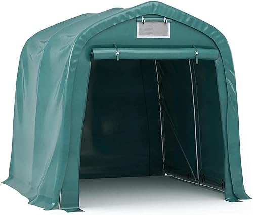 KOIECETA Garagenzelt Wasserfest Zeltgarage Weidezelt Foliengarage Zelt Lagerzelt Auto Motorrad Schutz Unterstand Lagerung PVC Dunkelgrün (2,4 x 2,4 m) von KOIECETA