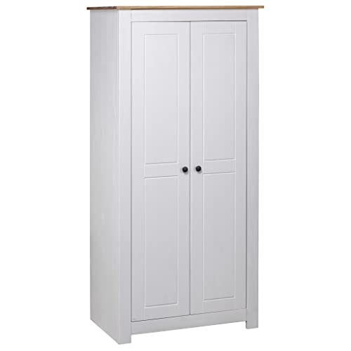 KOIECETA Garderobe massives Kiefernholz Panama Serie (Weiß, 80 x 50 x 171,5 cm) von KOIECETA