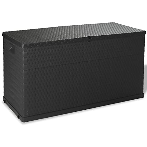 KOIECETA Gartenbox Auflagenbox Kissenbox Gartentruhe Truhe Aufbewahrungsbox Garten Kissentruhe Mehrzwecktruhe Anthrazit 120x56x63cm PP Rattan von KOIECETA