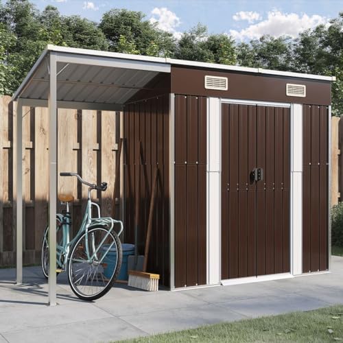 KOIECETA Gartenhaus mit Schleppdach 277x110,5x181 cm Stahl (Braun) von KOIECETA