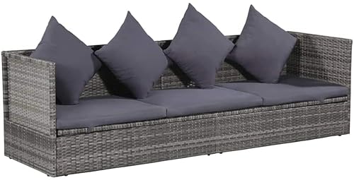 KOIECETA Gartenliege Poly Rattan Gartenmöbel Sonnenliege Rattan Stahl Garten Sofa Bett Rattan Liege von KOIECETA