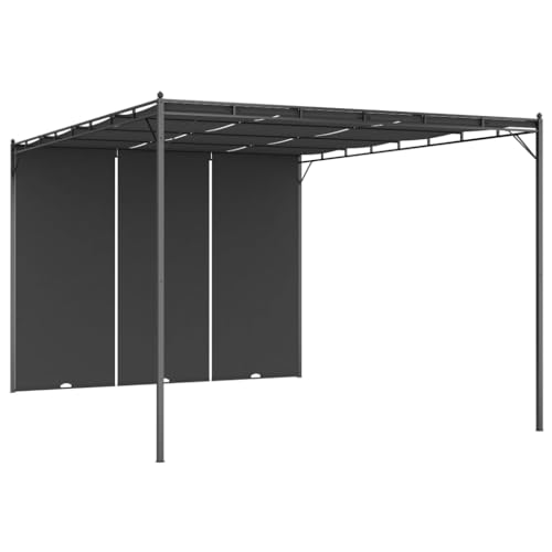 KOIECETA Gartenpavillon mit Seitenvorhang Pavillon Pergola Gartenzelt Partyzelt Terrassendach Überdachung Sonnenschutz (Anthrazit-4x3x2,25 m) von KOIECETA