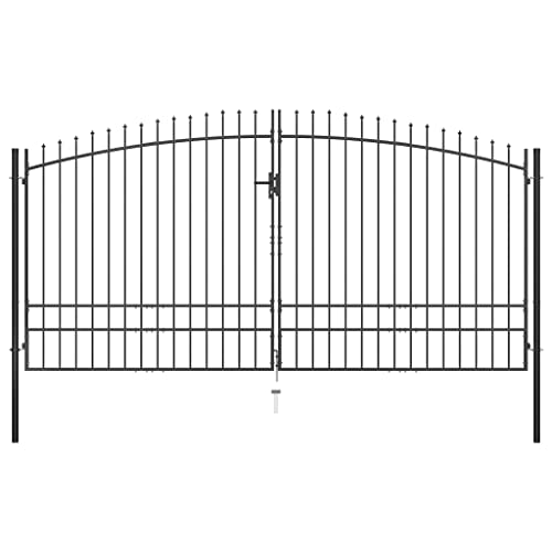 KOIECETA Gartentor Doppelflügel mit Speerspitzen Doppeltor Zauntor Gartenpforte Hoftor Flügeltor Gartentür Zauntür Tor Industrietor 400x248cm von KOIECETA