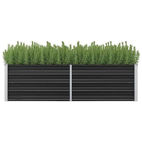 KOIECETA Hochbeet Pflanzkübel Blumenkasten Garten Pflanzkasten Terrassen Gemüsebeet Gartenbeet Frühbeet Pflanzbeet Verzinkter Stahl Anthrazit 160 x 40 x 45 cm von KOIECETA