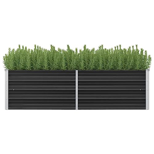 KOIECETA Hochbeet Pflanzkübel Blumenkasten Garten Pflanzkasten Terrassen Gemüsebeet Gartenbeet Frühbeet Pflanzbeet Verzinkter Stahl Anthrazit 160 x 40 x 45 cm von KOIECETA