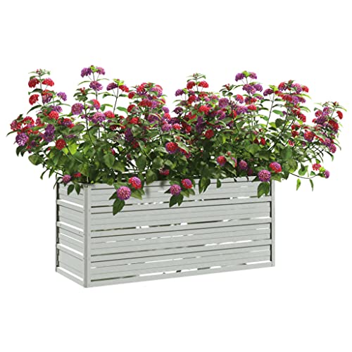 KOIECETA Hochbeet Pflanzkübel Blumenkasten Garten Pflanzkasten Terrassen Gemüsebeet Gartenbeet Frühbeet Pflanzbeet Verzinkter Stahl Silbern 100 x 40 x 45 cm KOIECETA Hochbeet Pflanzkübel Blumenkasten Garten Pflanzkasten Terrassen Gemüsebeet Gartenbeet Frühbeet Pflanzbeet Verzinkter Stahl Silbern 100 x 40 x 45 cm von KOIECETA