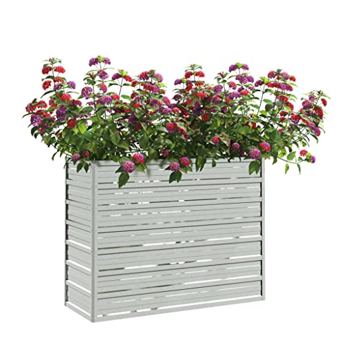 KOIECETA Hochbeet Pflanzkübel Blumenkasten Garten Pflanzkasten Terrassen Gemüsebeet Gartenbeet Frühbeet Pflanzbeet Verzinkter Stahl Silbern 100 x 40 x 77 cm von KOIECETA