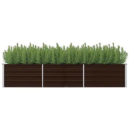 KOIECETA Hochbeet Pflanzkübel Blumenkasten Garten Pflanzkasten Terrassen Gemüsebeet Gartenbeet Pflanzbeet Braun 240 x 80 x 45 cm Verzinkter Stahl KOIECETA Hochbeet Pflanzkübel Blumenkasten Garten Pflanzkasten Terrassen Gemüsebeet Gartenbeet Pflanzbeet Braun 240 x 80 x 45 cm Verzinkter Stahl von KOIECETA