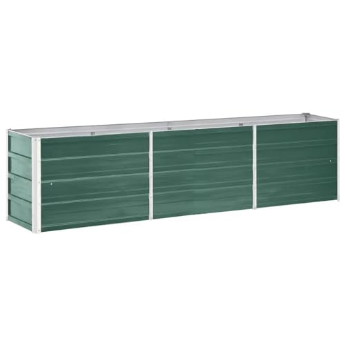 KOIECETA Hochbeet Pflanzkübel Blumenkasten Garten Pflanzkasten Terrassen Gemüsebeet Gartenbeet Pflanzbeet Verzinkter Stahl 240×40×45 cm Grün von KOIECETA