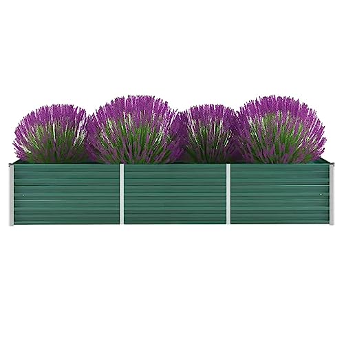 KOIECETA Hochbeet Pflanzkübel Blumenkasten Garten Pflanzkasten Terrassen Gemüsebeet Gartenbeet Pflanzbeet Verzinkter Stahl 240x80x45 cm Grün von KOIECETA