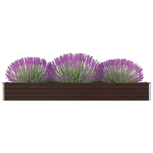 KOIECETA Hochbeet Pflanzkübel Blumenkasten Garten Pflanzkasten Terrassen Gemüsebeet Gartenbeet Pflanzbeet Verzinkter Stahl 320×40×45 cm Braun von KOIECETA