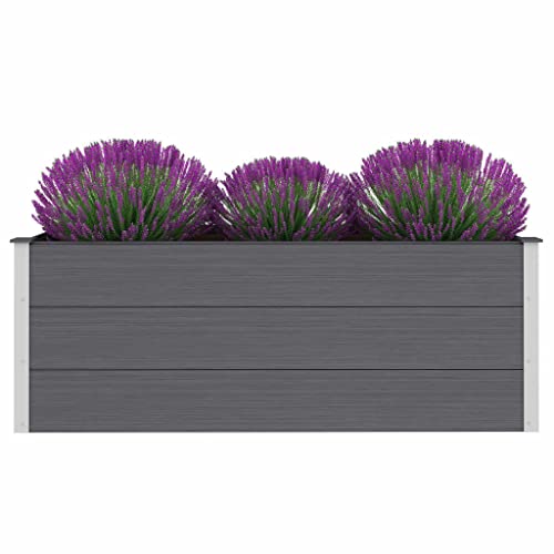 KOIECETA Hochbeet Pflanzkübel Gartenbeet Blumenbeet Pflanzkasten Kräuterbeet Blumenkasten Pflanzkasten Gemüsebeet Pflanzbeet 150 x 50 x 54 cm WPC Grau von KOIECETA