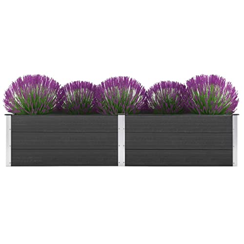 KOIECETA Hochbeet Pflanzkübel Gartenbeet Blumenbeet Pflanzkasten Kräuterbeet Blumenkasten Pflanzkasten Gemüsebeet Pflanzbeet 250 x 50 x 54 cm WPC Grau von KOIECETA