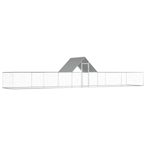 KOIECETA Hühnerstall Kleintierstall Gehege Freilauf Vogelkäfig Hühnerkäfig Hühnerhaus Freigehege Geflügelstall Voliere Verzinkter Stahl (10 x 2 x 2 m) von KOIECETA