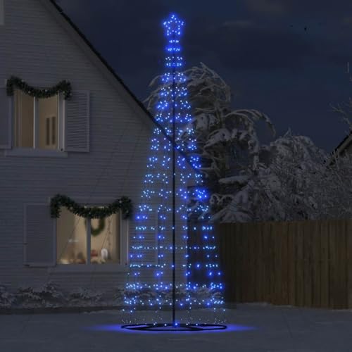 KOIECETA LED Weihnachtsbaum Kegelform mit Leucht-Stern Lichterbaum Baum Weihnachtsbaum Weihnachtsdeko Außen Leuchtbaum 1534 LEDs Blau 503 cm von KOIECETA