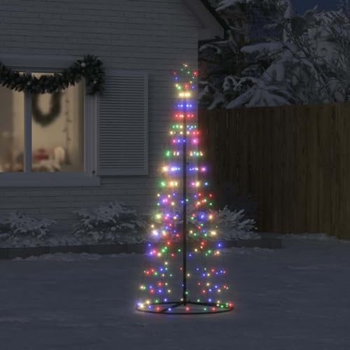 KOIECETA LED Weihnachtsbaum Kegelform mit Leucht-Stern Lichterbaum Baum Weihnachtsbaum Weihnachtsdeko Außen Leuchtbaum 200 LEDs Mehrfarbig 182 cm von KOIECETA