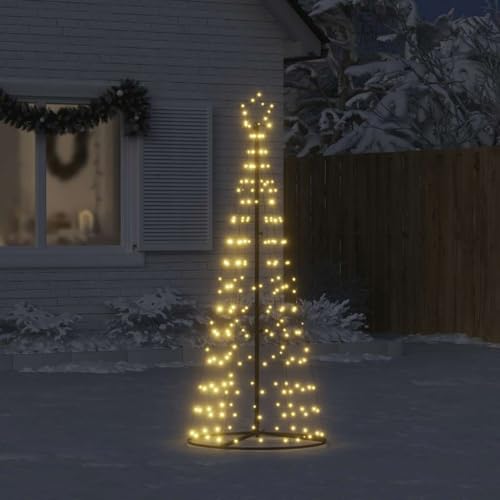 KOIECETA LED Weihnachtsbaum Kegelform mit Leucht-Stern Lichterbaum Baum Weihnachtsbaum Weihnachtsdeko Außen Leuchtbaum 200 LEDs Warmweiß 182 cm von KOIECETA