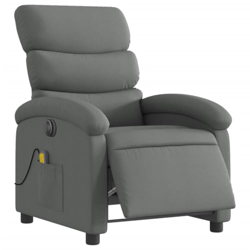 KOIECETA Massagesessel Elektrisch Relaxsessel mit Liegefunktion Vibrationsfunktion Fernsehsessel für Wohnzimmer Liegesessel TV Sessel Stoff (Dunkelgrau) von KOIECETA