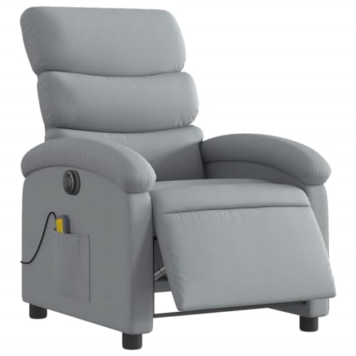 KOIECETA Massagesessel Elektrisch Relaxsessel mit Liegefunktion Vibrationsfunktion Fernsehsessel für Wohnzimmer Liegesessel TV Sessel Stoff (Hellgrau) von KOIECETA