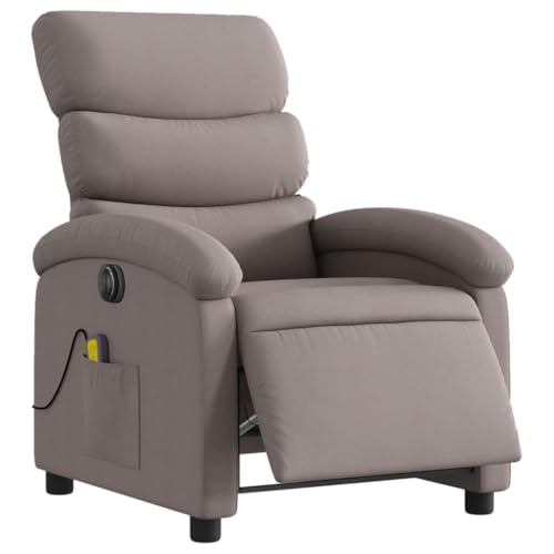 KOIECETA Massagesessel Elektrisch Relaxsessel mit Liegefunktion Vibrationsfunktion Fernsehsessel für Wohnzimmer Liegesessel TV Sessel Stoff (Taupe) von KOIECETA